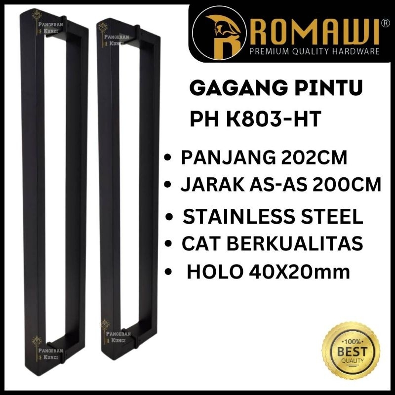 PULL GAGANG PEGANGAN HANDLE PINTU TARIK KACA KOTAK STAINLESS ALUMUNIUM KAYU FULL DOFF PANJANG 2METER
