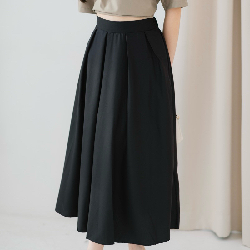 SACHA - Roselle Skirt | Rok Wanita | Rok Hitam | Rok Midi | Flare Skirt | Skirt | Fashion | Rok Crea