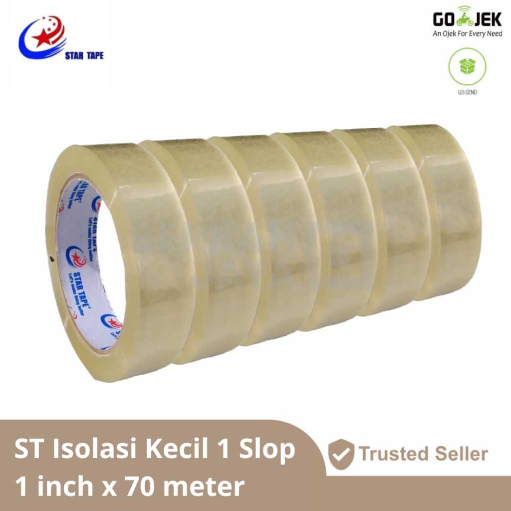 

(6 PCS) STAR TAPE ISOLASI BENING 1 INCH x 70 METER LAKBAN KECIL / TAPE / PEREKAT (Lakban ST Bening 1" (6 pcs))