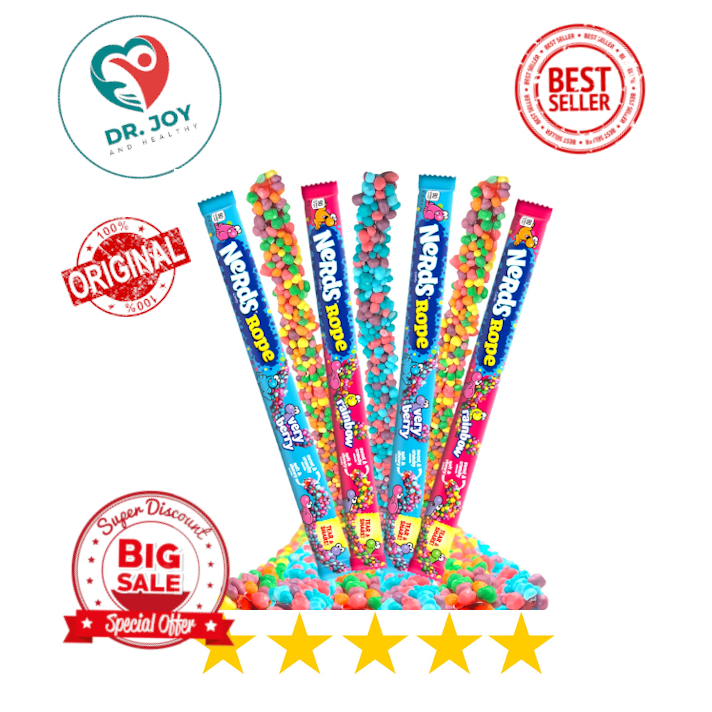 

Nerds Rope Candy USA | Rainbow | Permen | Kunyah Aneka Rasa Buah | Asem Rope| Pelangi | 0.92 Ounce