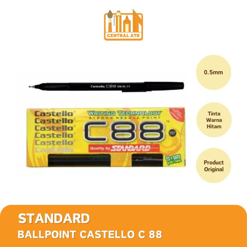 

BOLPEN / BALLPOINT / BULPEN STANDARD CASTELLO C88 HITAM (1 PACK)