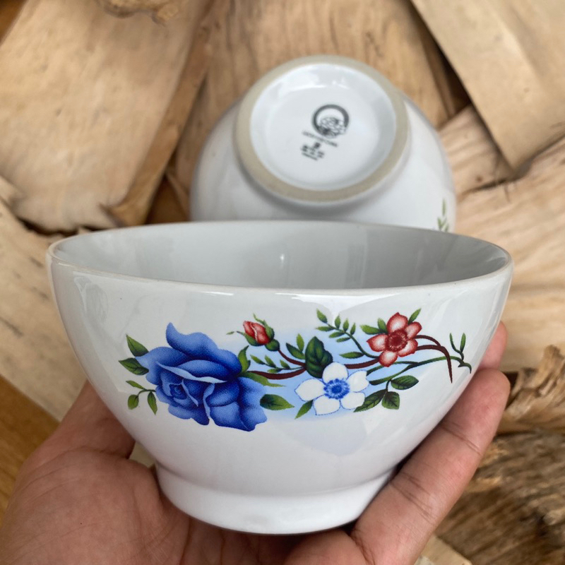 Mangkok Soto Bunga Biru d12cm (1pcs)/ Mangkok Soto Keramik/Mangkok Soto Bunga Biru Aesthetic