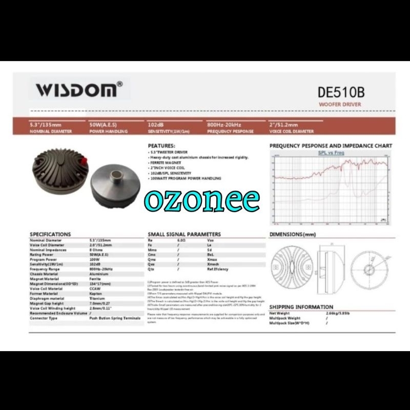 Driver Wisdom DE-510B DE510B DE 510B DE510 B Original Woofer  Driver  Wisdom