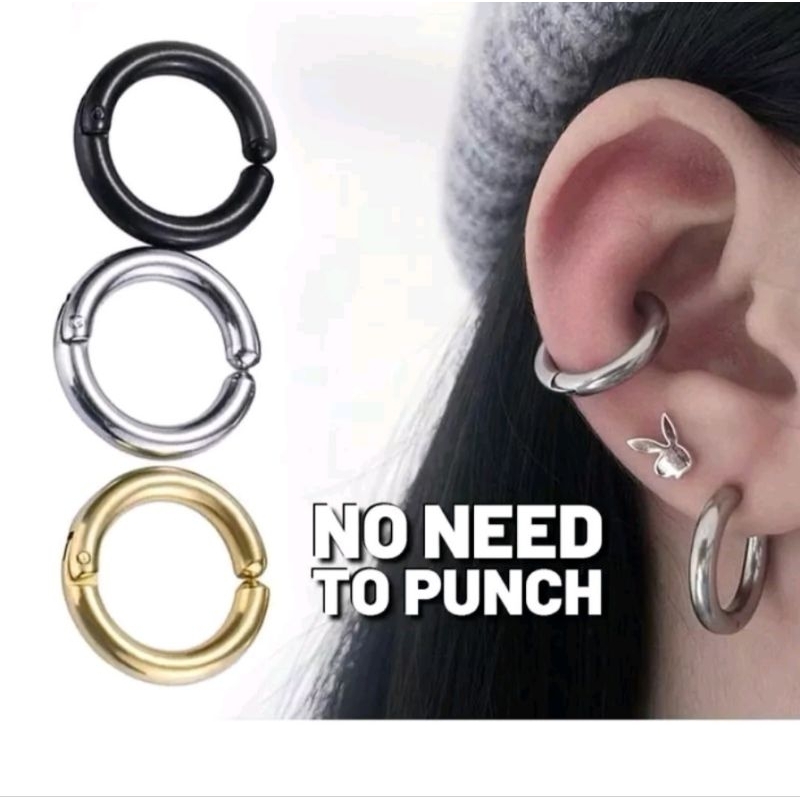 [1 PCS ] ANTING JEPIT BULAT TANPA TINDIK PRIA WANITA ANTING HOOP JEPIT TANPA TINDIK PRIA WANITA KORE