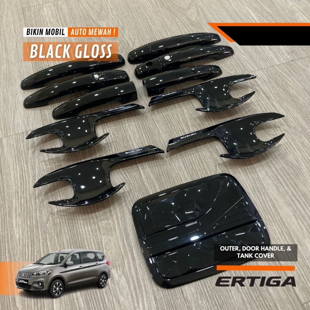 Paket Outer Handle+Tank Cover ERTIGA 2019 / XL7 Cover Handle Aksesoris Mobil Hitam Doff Black Gloss