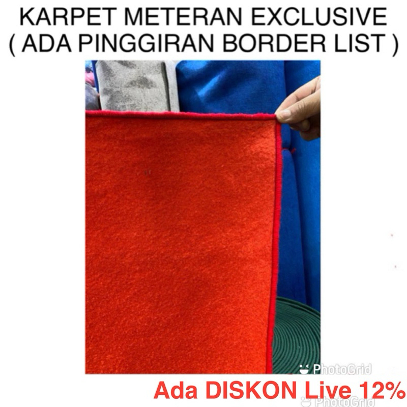Karpet Meteran Exclusive Bludru Warna Polos Halus Lembut Custom Masjid Mushola (Harga per 10 Centime