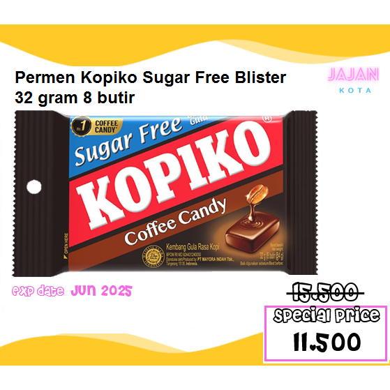 

Permen Kopiko Sugar Free Blister 32 Gram 8 butir