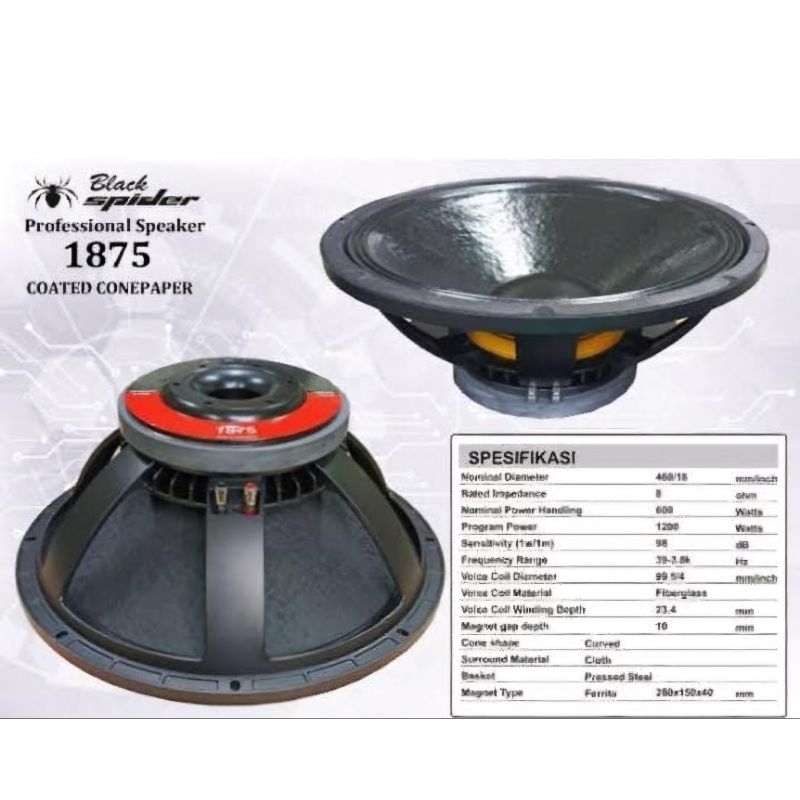 SPEAKER 18 INCH BLACK SPIDER 1875