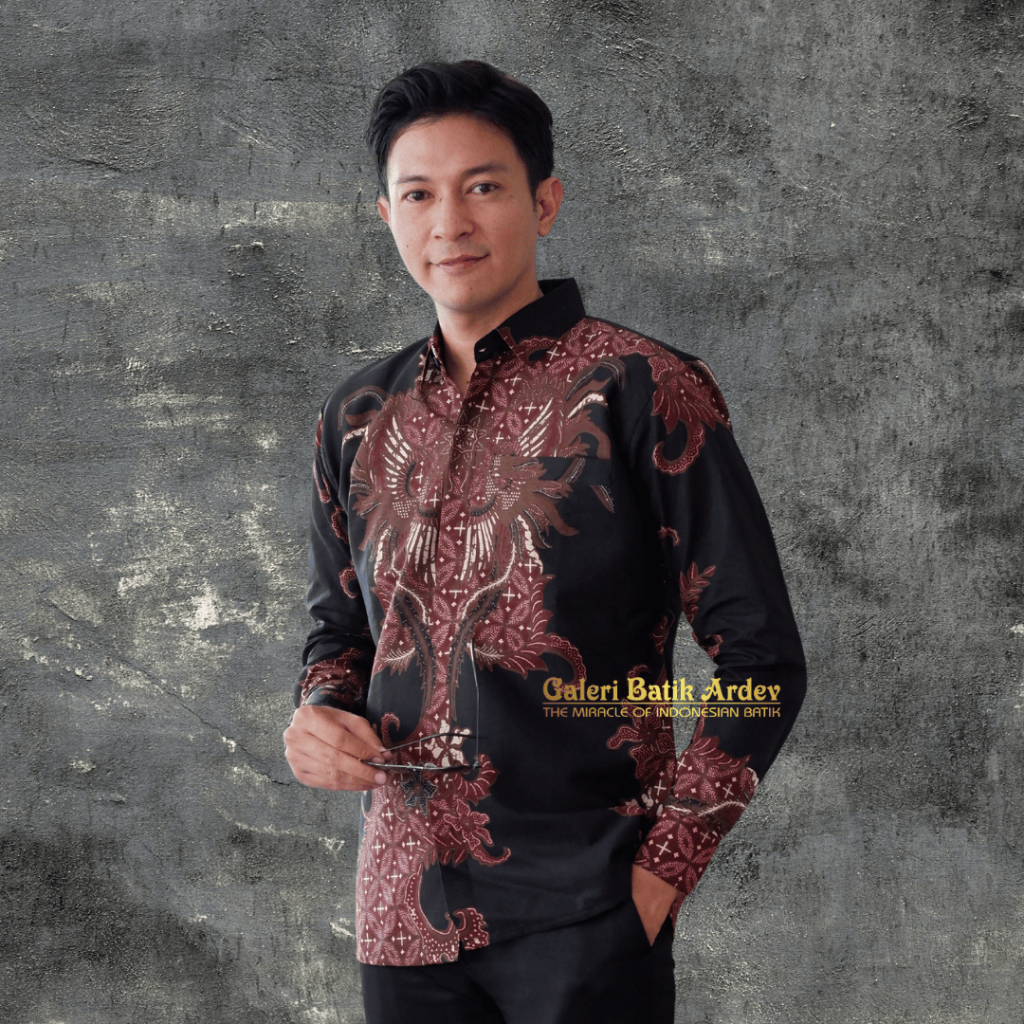 Galeri Batik Ardev - Nata Wijaya Kemeja Pria Lengan Panjang Slim Fit Lapis Furing Hitam