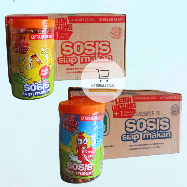 

Sosis So Nice Ayam/Sapi 1 Dus Karton (6toples 24+1Pcs @17g)