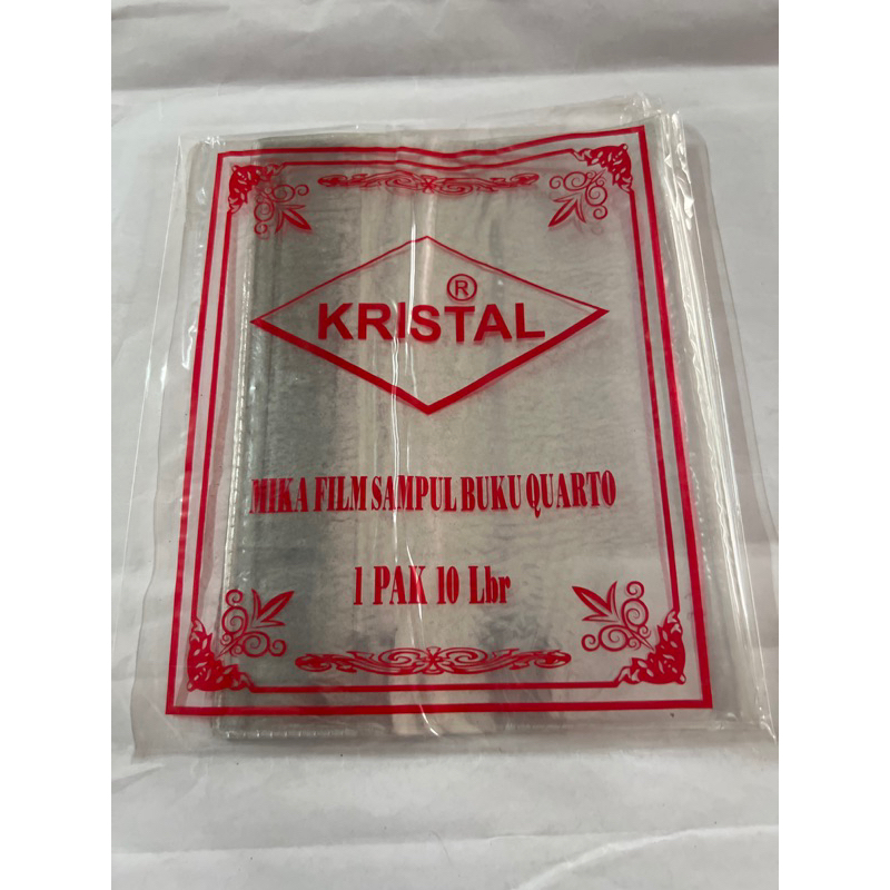 

PLASTIK MIKA BUKU QUARTO 1 PAK ISI 10 LEMBAR , SAMPUL BUKU