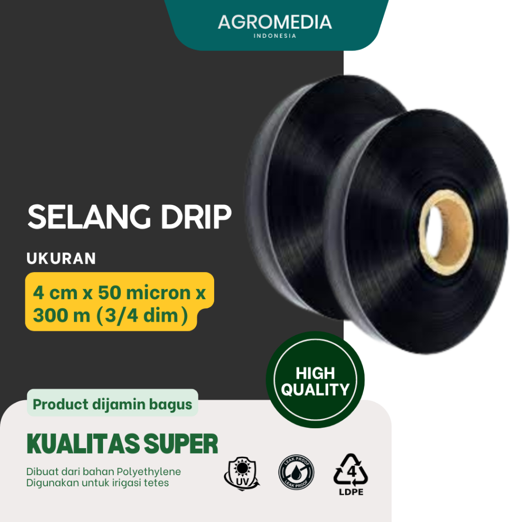 Selang Drip 50 mikron 4cm 300 meter - Pipa 3/4 inch