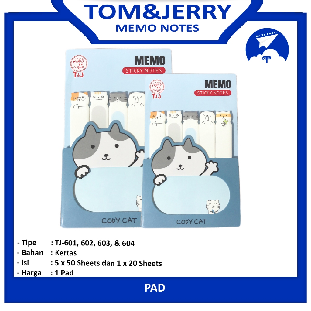 

TOM & JERRY - Memo Sticky Notes Animals TJ-601-602-603-604 - PAD