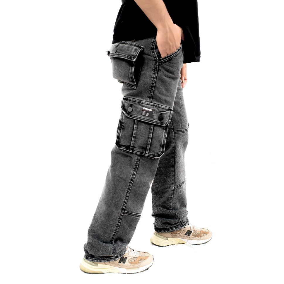SENSORLINE - Cargo Jeans Stretch - Loose Reguler fit Panjang Pria Unisex