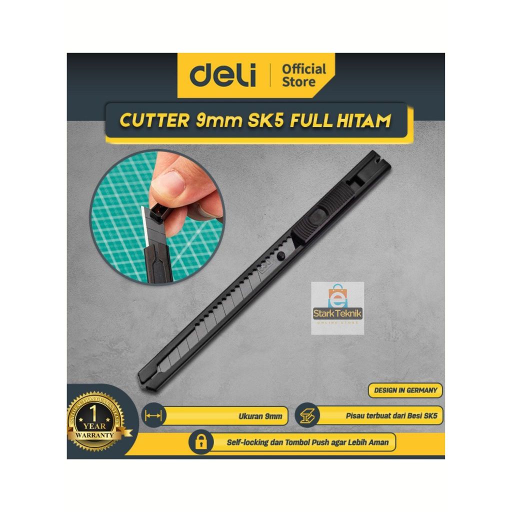 

Deli Cutter Pisau Baja Hitam 9mm SK5 EDL007B