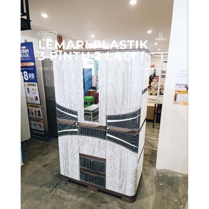 Lemari Plastik 3 Pintu / Lemari Pakaian 3 Pintu / Lemari Olymplast / SCOC