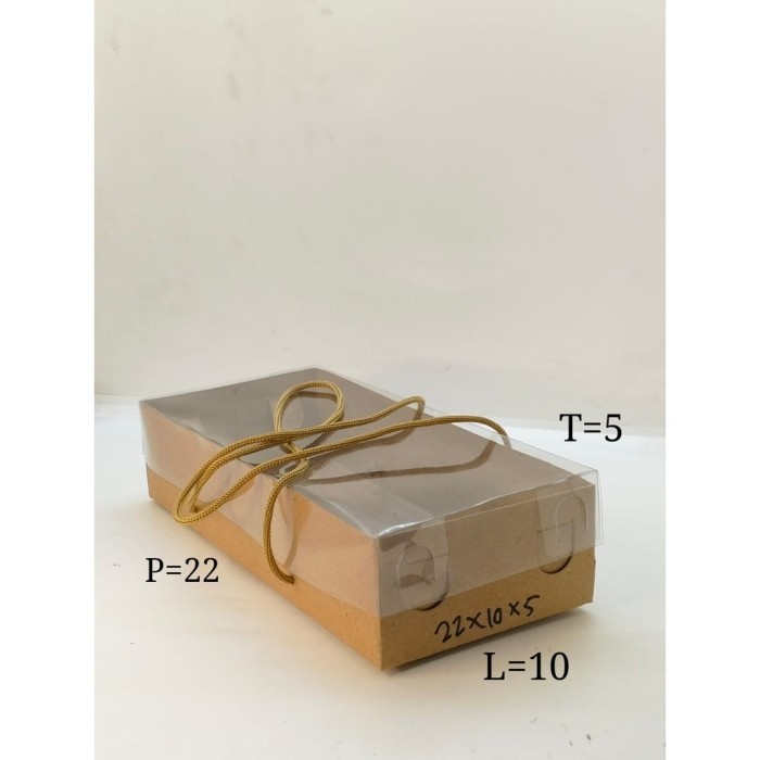 

5pcs KOTAK BOX KRAFT 22X10X5 TUTUP MIKA TALI LAMINASI 350 GSM