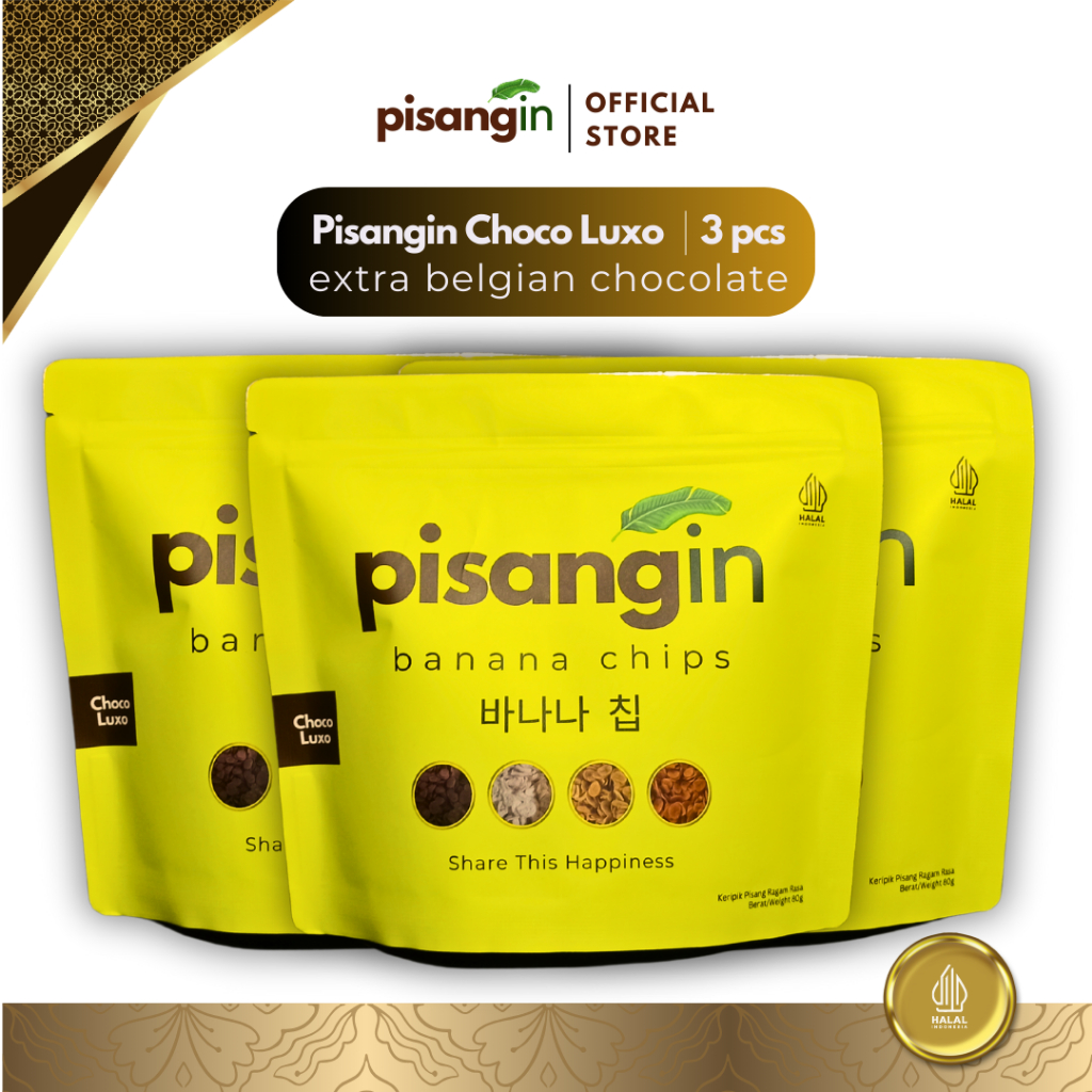 

Pisangin Choco Luxo | Keripik Pisang Belgian Cokelat Isi 3 Pcs