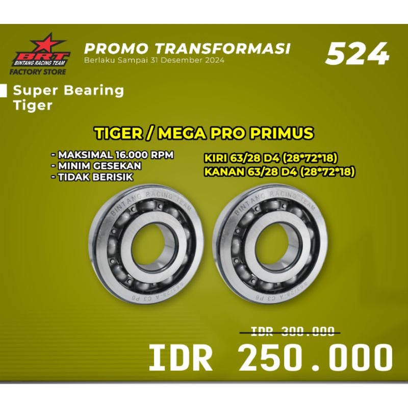 BEARING KRUK AS BRT LAHER KRUK AS BRT C3 HIGH SPEED TIGER MEGAPRO PRIMUS