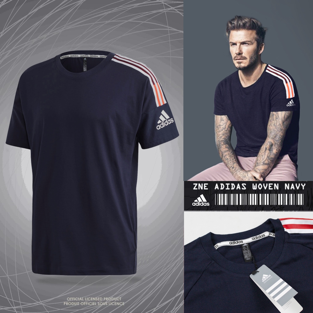 Kaos adidas pria zne woven navy grade originals tees baju tee preimum tees ads woven biru tua