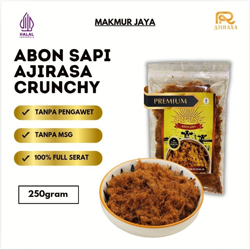 

Abon Sapi Premium AJIRASA 250gr Nikmat dan Crunchy / Abon Sapi Asli / Abon Sapi Boyolali