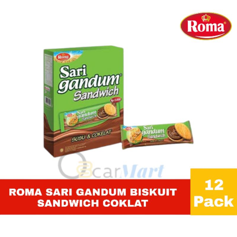 

ROMA SARI GANDUM COKLAT 1 Dus isi 12 pack Biskuit Sandwich SBG