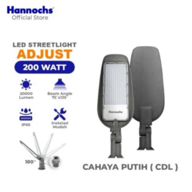 Hannochs Streetlight LED Adjust 200watt - Lampu Jalan Terang - Garansi