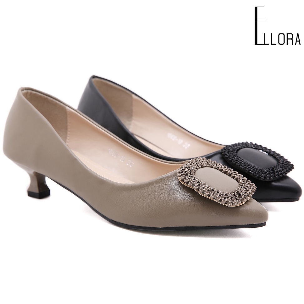 KODE U17I ELLORA 166819 Sepatu Heels Wanita Import Sepatu Kerja Wanita Heels 4cm Hak Pump Bahan Dove