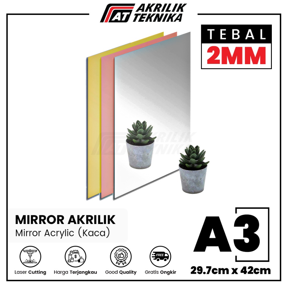 

ART G5U3 Lembaran Akrilik Mirror Acrylic Sheet Silver Rose Gold Ukuran A3