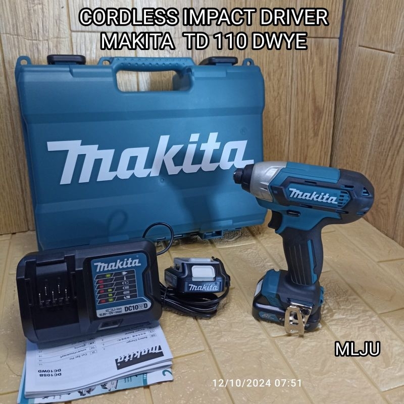 BOR OBENG TANPA KABEL CORDLESS IMPACT DRIVER MAKITA TD110 DWYE