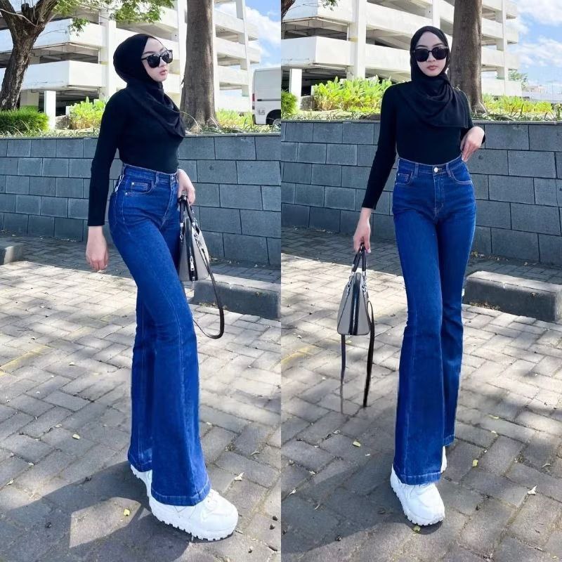 Fast Delivery Highwaist Cutbray Putih Jeans Wanita - Celana Panjang Denim Wanita Cutbray Jeans High