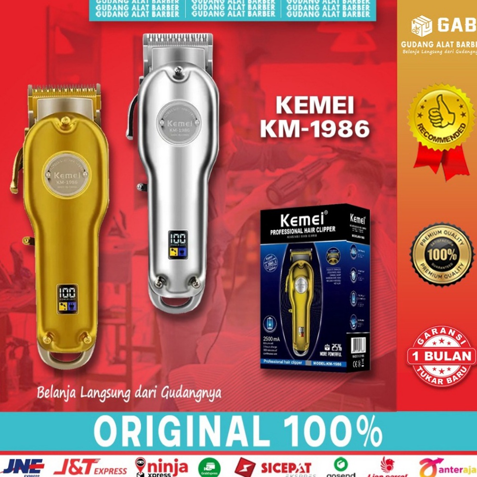 Model Baru Hair Clipper Kemei KM 1986 Alat Cukur Pangkas Rambut Elektrik Barbershop 7 Rpm Original