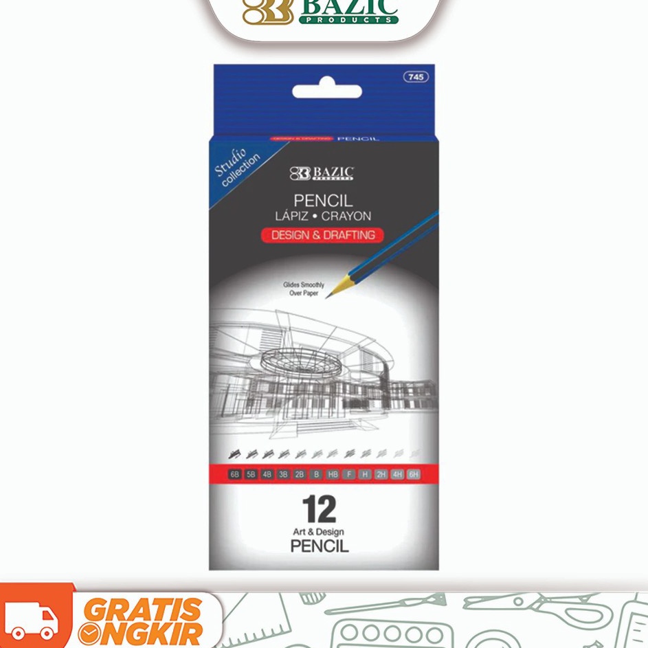 

HJ6 Bazic Skecth Pencil Set Pensil Gambar Desn Drafting 6H 4H 2H H F HB B 2B 3B 4B 5B 6B