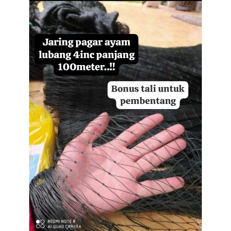 jaring pagar ayam panjang 100meter lubang 4inc