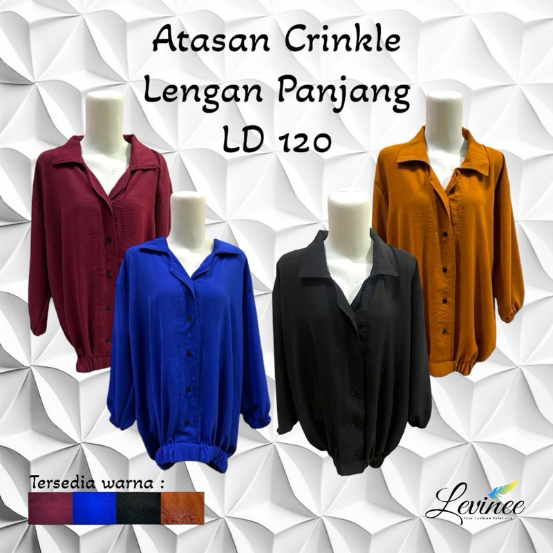 KEMEJA CRINKLE | BLOUSE CRINKLE LENGAN PANJANG | BLOUSE CRINKLE JUMBO