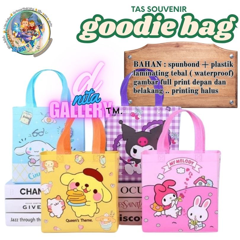 

(BLESS) Goodie Bag Tas Souver Kado anak ulang tahun MOTIF SANRIO CINNAMOROLL KUROMI MELODY DIY produk