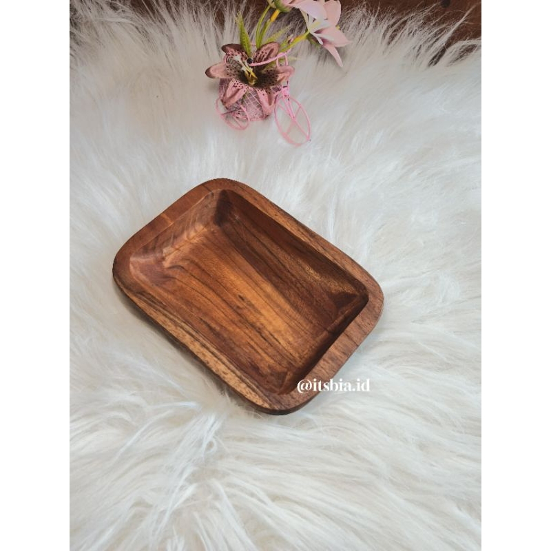 Piring persegi panjang dari kayu jati / piring aesthetic / piring prasmanan / piring kayu jati/ disp