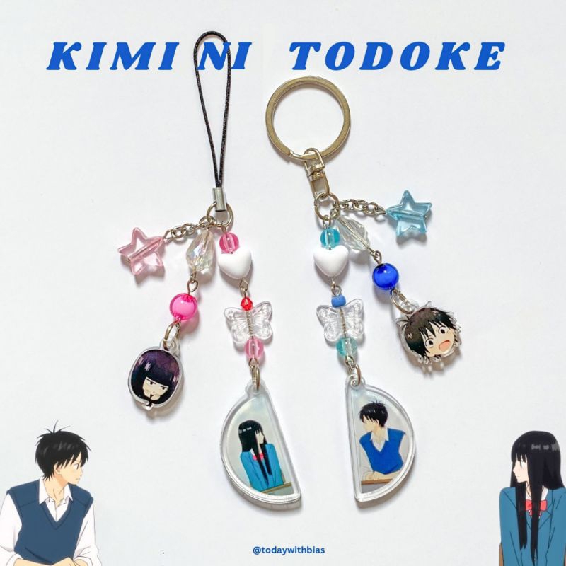 Kimi Ni Todoke - Phone strap Keychain | Kazehaya x Sawako couple gantungan HP manik