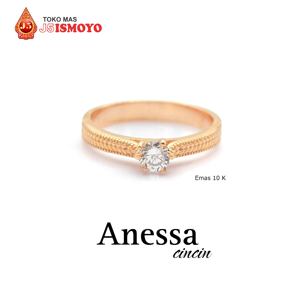 Cincin Emas Anessa Soliter Ring Motif (Bisa untuk wedding ring) J5 Ismoyo