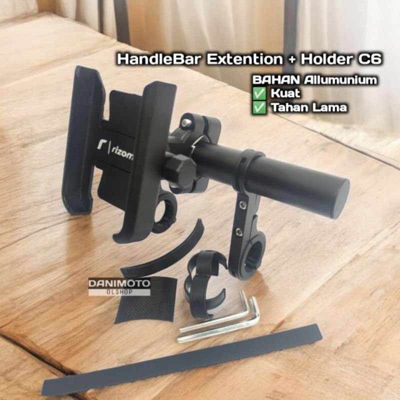 Holder Extender HP PAKET Stang Sepeda Motor Alumunium Logam Bracket Dudukan ADV PCX Beat Street CB15