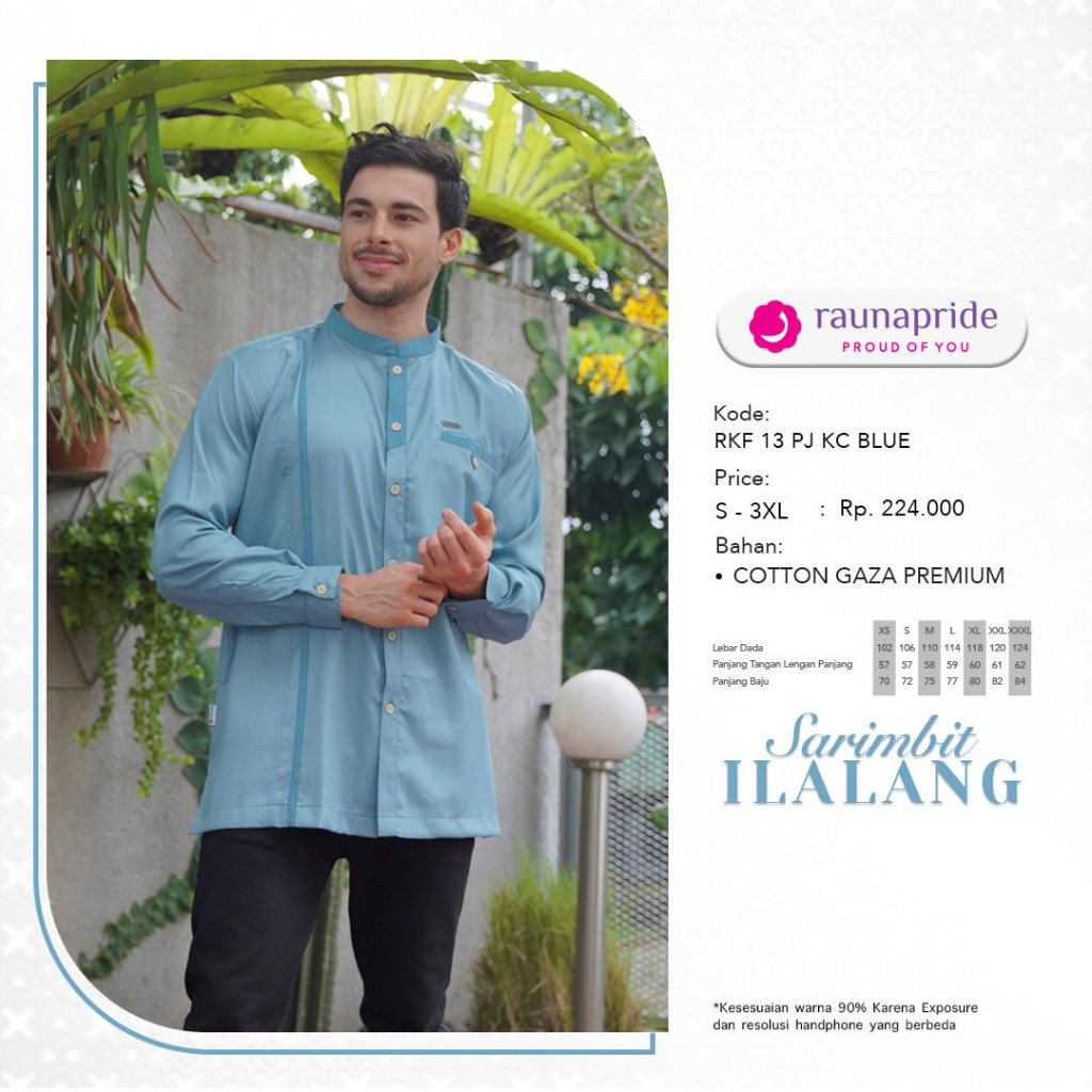 Rauna RKF 13 KC Baju Koko Pria Sarimbit Ilalang Lengan Panjang Green Purple Blue Dark Green