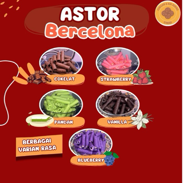 

Astor Bercelona berbagai variant rasa / 250 gram dan 500 gram
