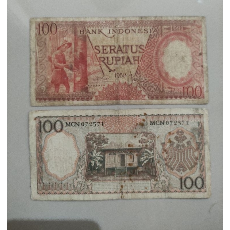 uang kuno 100 seri pekerja tahun 1958