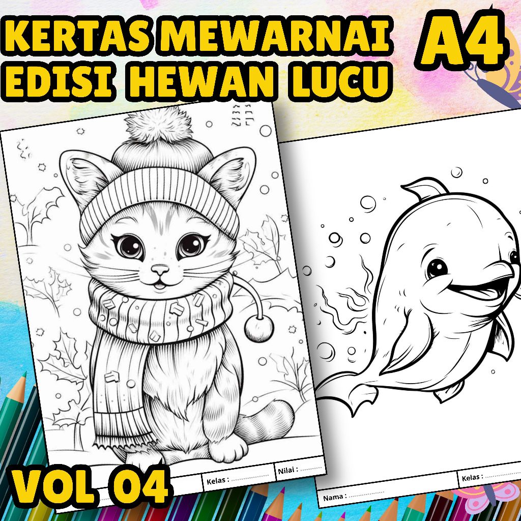 

MEDIA BELAJAR MELUKIS DAN MEWARNAI - KERTAS KREATIFITAS MEWARNAI ANAK A4 DENGAN PRINT CETAK BUKAN FOTO COPY - MEDIA WARNA ANIMAL VOLUME 04