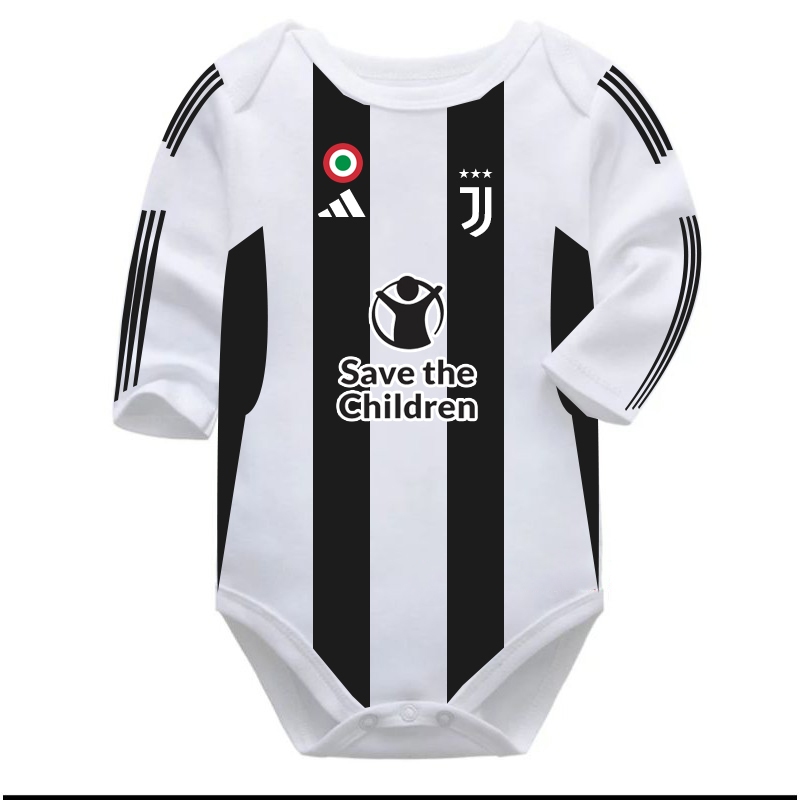 Romper Baju Bayi Bola Jumper Jumpsuit Juve JuventusFC Home Musim 2024 2025 Lengan Panjang