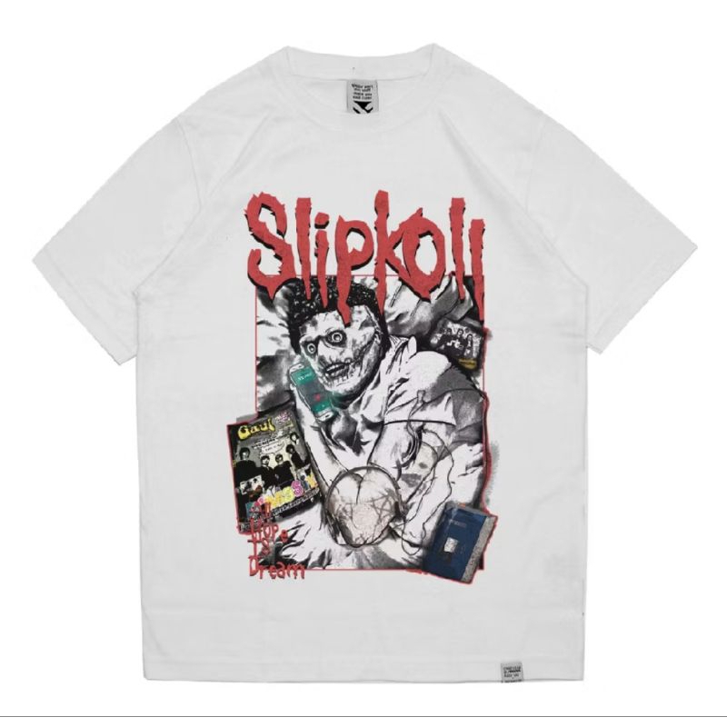 Kaos Skena Plesetan Band Parodi Lucu Slipkoll Slipknot Putih T-shirt Parodi Band Music