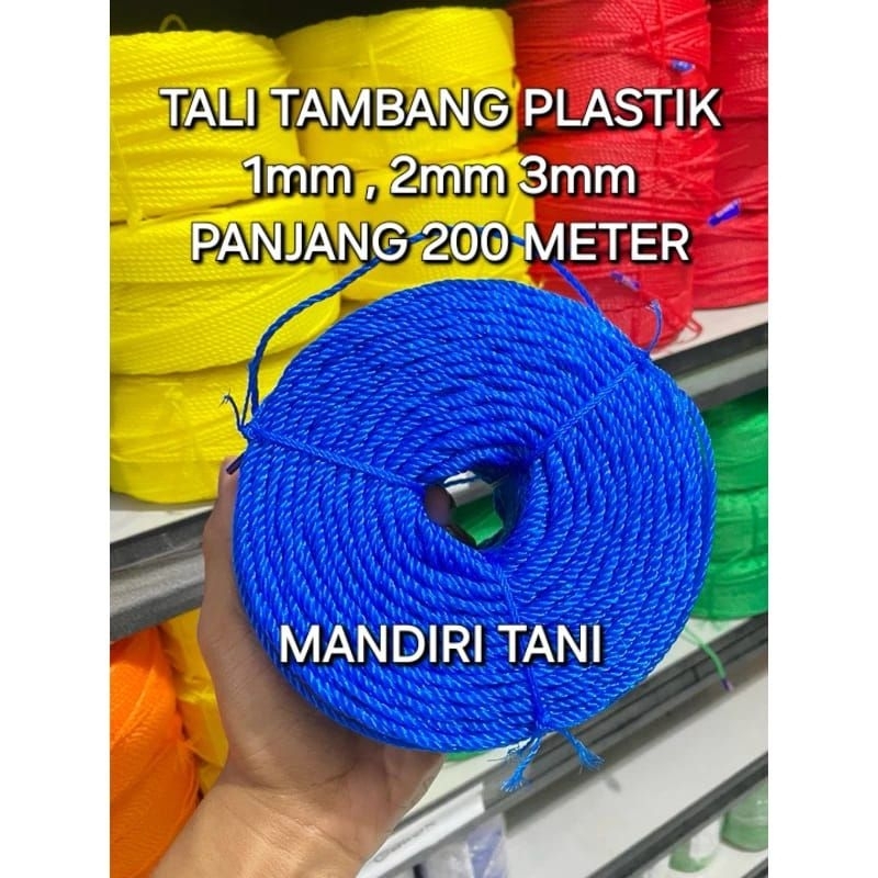 Tali Tambang Plastik ROLL 1mm 2mm 3mm Panjang 200 Meter Tali Jemuran Tali Nilon