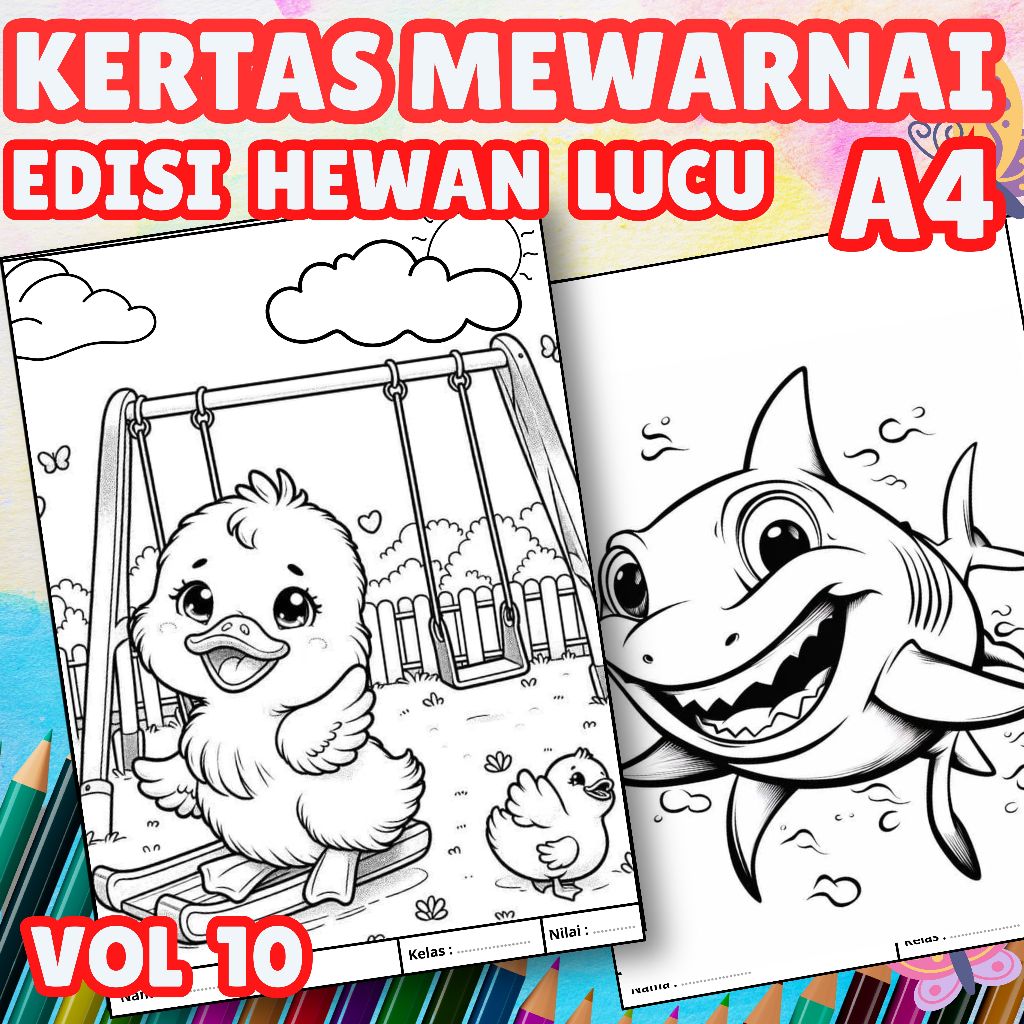 

MEDIA BELAJAR MELUKIS DAN MEWARNAI - KERTAS KREATIFITAS MEWARNAI ANAK A4 DENGAN PRINT CETAK BUKAN FOTO COPY - MEDIA WARNA ANIMAL VOLUME 10
