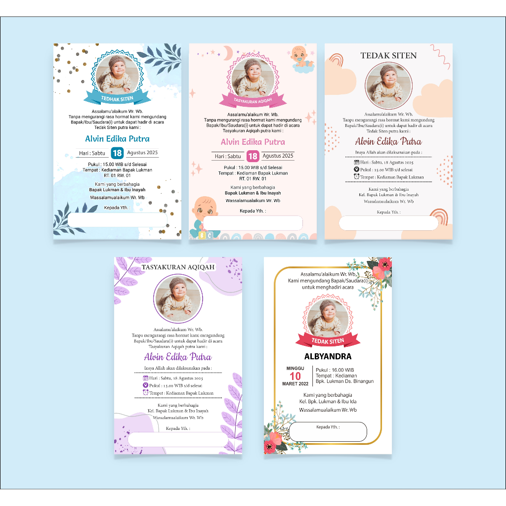Undangan Tasyakuran Tedak Siten, Aqiqah, Kelahiran, Turun Tanah, 7 Bulanan, Walimatul Hamli/Hamil