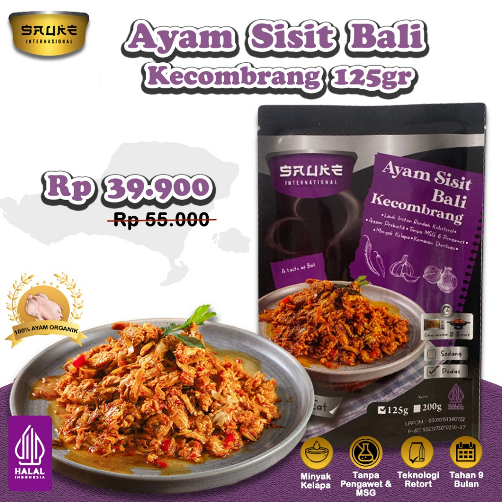 

SAUKE Ayam Sisit Bali Kecombrang 125gr Lauk Siap Saji Rendah Kolesterol Tahan 9 Bulan Suhu Ruang